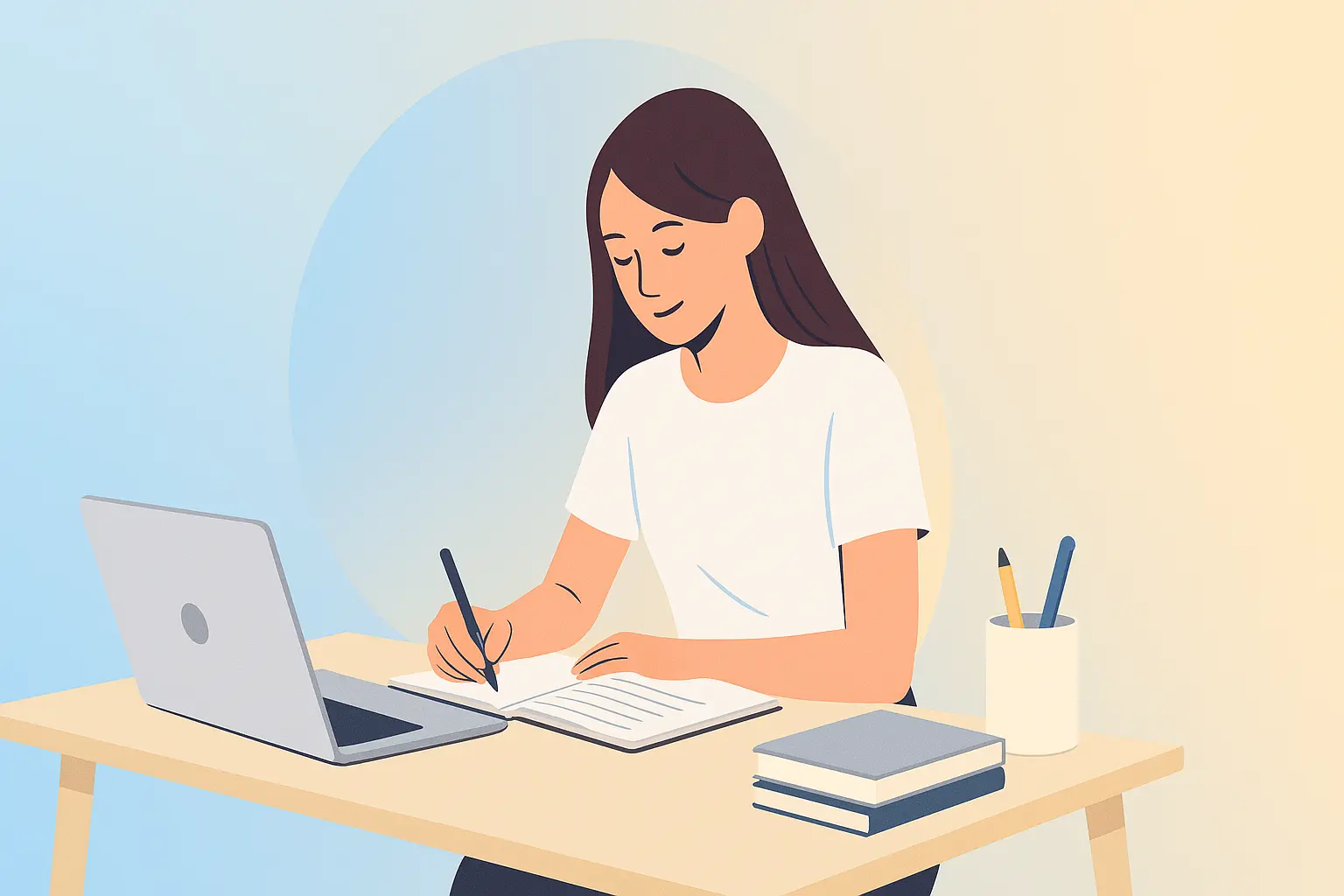 Estudiante trabajando en su ordenador